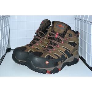 Merrell Work Boots Women's Size US 7M Brown Moab 2‎ Vent Mid Waterproof Lace Up